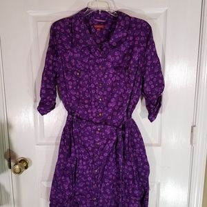 Purple flower shirt dress, XXL